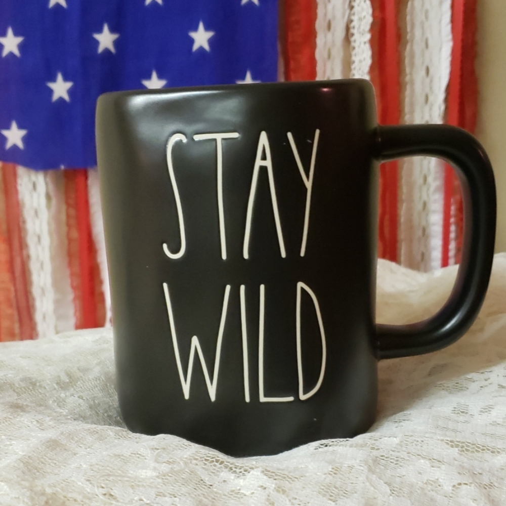 Rae Dunn Black Mug, "Stay Wild"